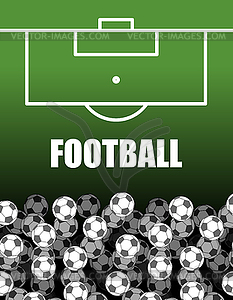 Football field and Ball. Lot of balls. Soccer - vector clipart