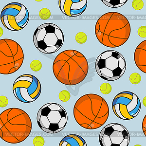 Sports ball seamless pattern. Balls ornament. - royalty-free vector image