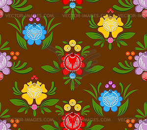 Gorodets painting seamless pattern. Floral ornament - vector clip art