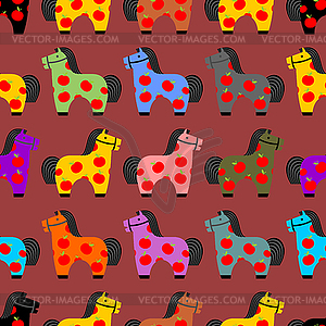 Horse toy seamless pattern. Childrens equine - vector clip art