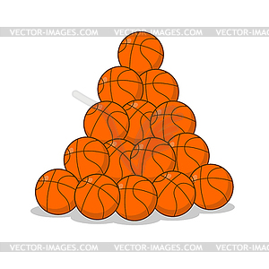 Pile of basketball ball. many of orange balls. - vector clipart