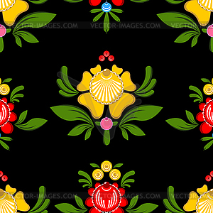 Gorodets painting seamless pattern. Floral ornament - vector EPS clipart