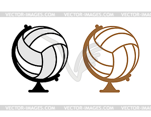Globe volleyball. World game. Sports accessory as - vector clipart