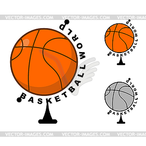 World basketball. Globe ball game. Sports - vector clip art