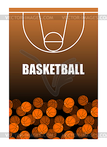 Ball and basketball court. Lot of balls. - vector clip art
