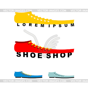 Logo shoes. Long boots. Emblem for shoe store or - vector clip art