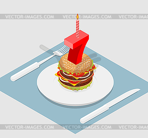7 лет День рождения Праздничная бургера. Номер семь - графика в векторе