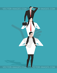 Career ladder. Boss sitting on shoulders of - vector clipart