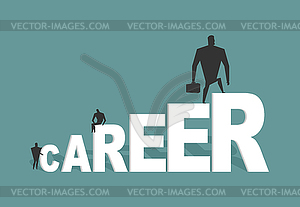 Career. Achieve improve on job. Businessman goes - vector image