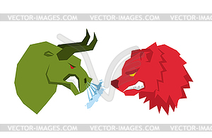 Red Bear and green bull. Traders on stock exchange - vector clip art