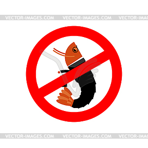 Stop office plankton. Prohibited shrimp in suit. Re - vector clip art