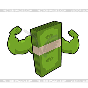 Strong dollar. Powerful cash. Potent money with - vector clipart