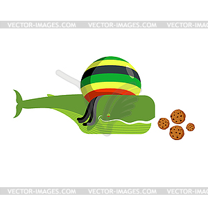 Rasta whale and cookies. Large marine animals in - vector EPS clipart