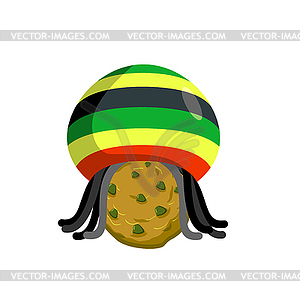 Rasta cookies. Rastafarian hat and dreadlocks and - royalty-free vector image