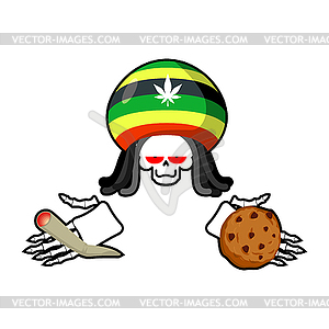 Rasta death offers cookies and joint or spliff. - vector image