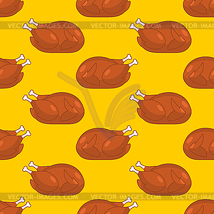 Roasted turkey seamless pattern. fowl in different - vector clipart