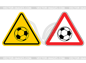 Warning sign football attention. Dangers yellow sig - vector clip art