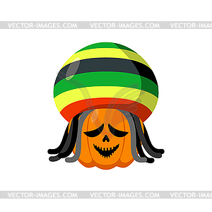 Rasta Halloween. Rastaman hat and dreadlocks. - vector image