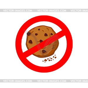 Stop cookies. It is forbidden to eat crumbs. Red - vector clip art