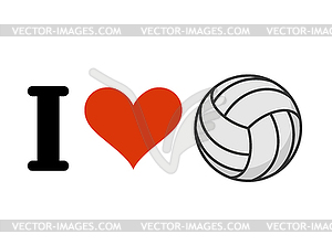 I love volleyball. Heart and ball. Emblem for sport - stock vector clipart