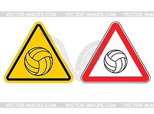 Предупреждение знак внимания волейбол. Опасности желтый - векторизованное изображение клипарта