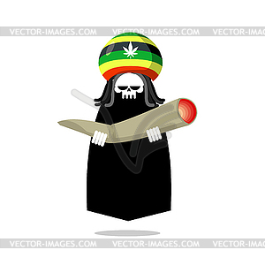 Rasta death offers joint or spliff. Rastafarian - vector image