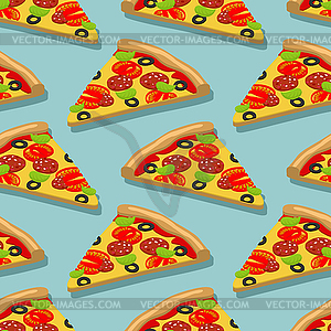 Isometric Pizza seamless pattern. Italian food - vector EPS clipart
