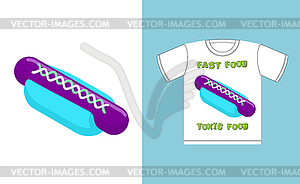 Fast food - toxic food. Hot dog in acid colors. ab - vector clip art