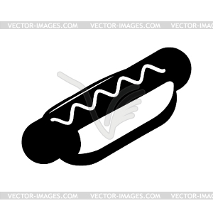 Hot dog silhouette. Fast food in flat style icon. - vector clipart