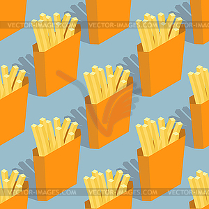 French fries seamless pattern. Sliced ​​potatoes in - vector image