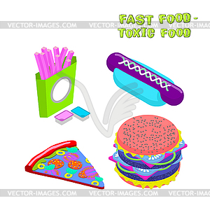 Fast food - toxic food. about dangers of fast food - vector clip art