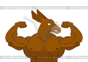 Wild strong donkey athlete. Aggressive fitness - vector image