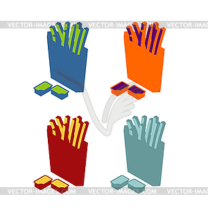 French fries flat sign. Icon fast food. Multicolore - vector image