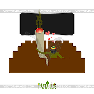 Rasta life. Rastaman and joint or spliff in - vector image