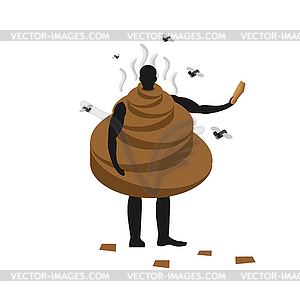 Shit Mascot man promoter. Male in turd costume - vector clipart