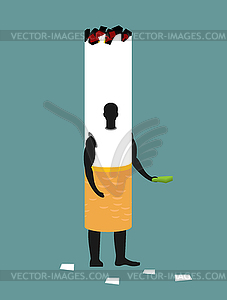 Cigarette man mascot promoter. Male dressed as cigg - vector clipart