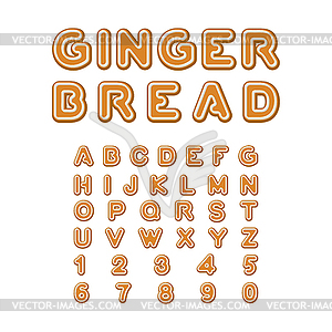 Gingerbread font. Christmas cookie Alphabet . Mint - vector image