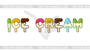 Ice cream typography. Popsicle alphabet. Cold sweet - vector clipart