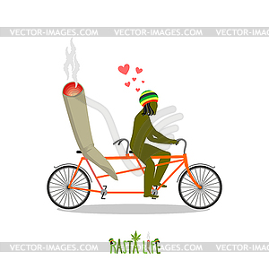 Rasta life. Rastafarian and joint or spliff on - vector clip art