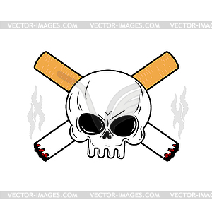 Skull and crossbones cigarettes. Smoking leads to a - vector image