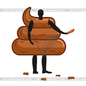 Shit Mascot man promoter. Male in turd costume - vector image