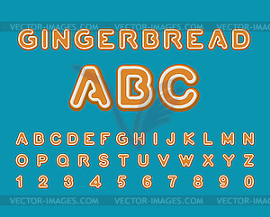 Gingerbread ABC. Christmas cookie Alphabet . Mint - vector clip art