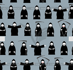 Grim Reaper in black clothes seamless pattern. - vector image