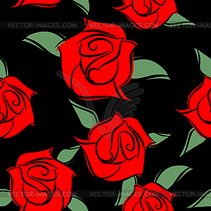 Red Roses seamless pattern - vector image