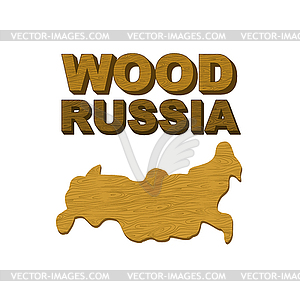 Wood Russia. Map of country in form of wooden - vector clipart