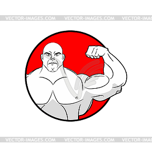 Bodybuilder with big muscles. Emblem gym. Logo for - vector image