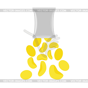 Pack of chips. Open packaging. Potato chips are - vector clipart