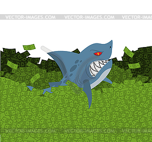 Бизнес акулы. Морское плавание хищника в деньгах. - клипарт в формате EPS
