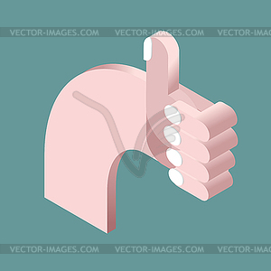 Thumb up isometrics. Hand 3d. Hand showing ok. - vector image