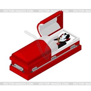 Death of Dracula. Vampire Count in an open coffin. - vector image